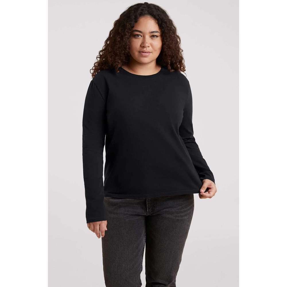 Nuuds Women's XL Vintage Cotton Long Sleeve Relaxed Everyday T-Shirt in Black